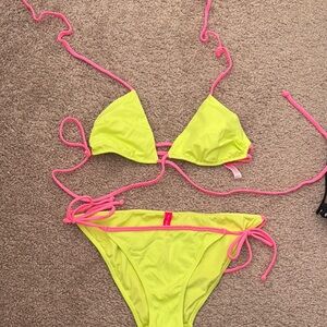 Neon Yellow and Pink Bikini Set